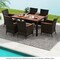 7-Piece Outdoor Rattan Dining Set with Acacia Wood Table and Cushioned Chairs for Patio Garden